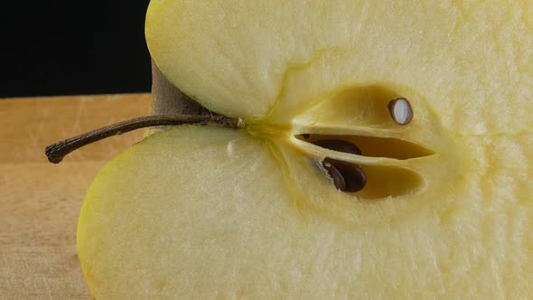 Ripe yellow apple close up
