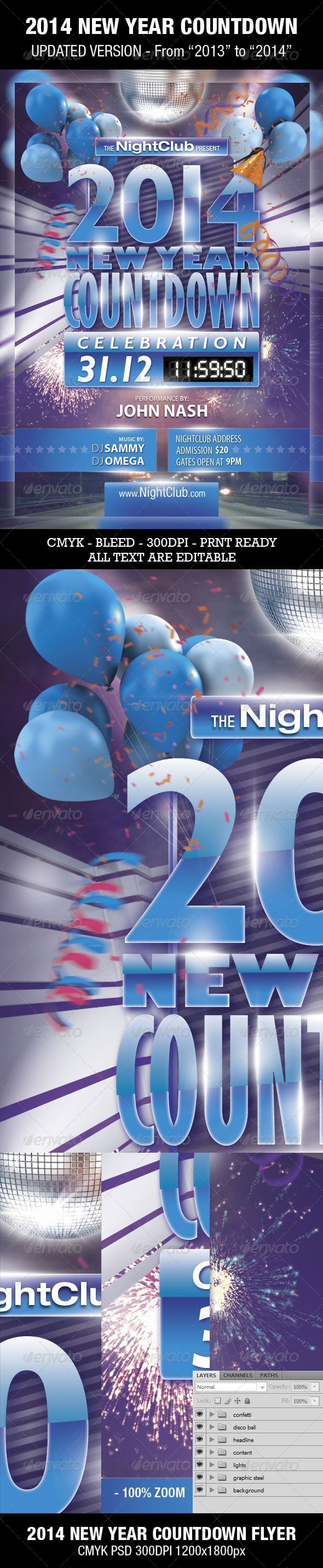 2014 New Year Countdown Party Flyer - Clubs & Parties Events