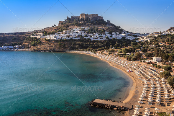Lindos Castle and village - Stock Photo - Images