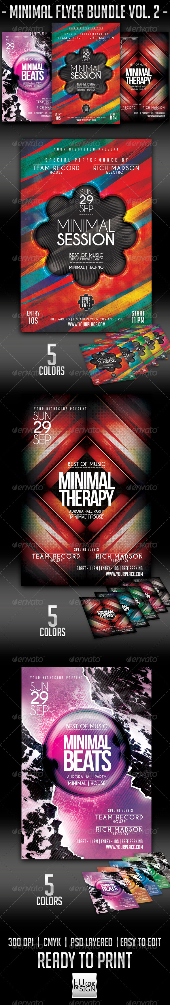 Minimal Flyer Bundle Vol.2 - Clubs & Parties Events