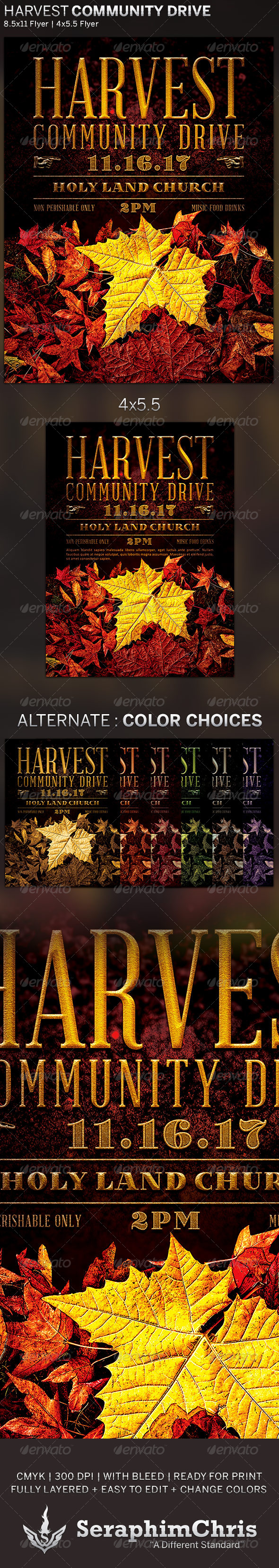Harvest Community Drive: Church Flyer Template - Church Flyers