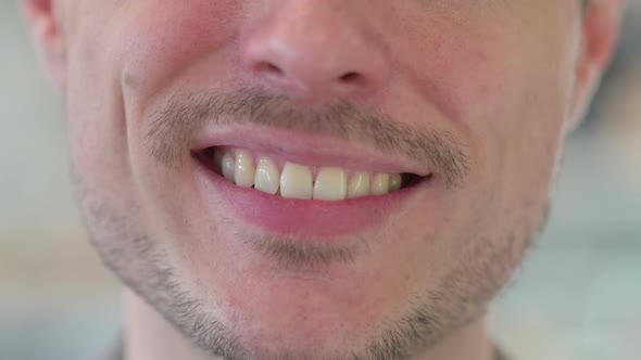 Close Up of Mouth of Smiling Young Man alt