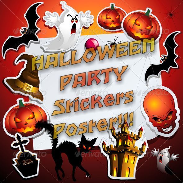 Halloween Party Stickers Poster Frame - Halloween Seasons/Holidays