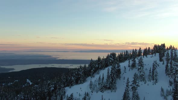 Aerial View of Hollyburn Mountain During Winter Sunset alt