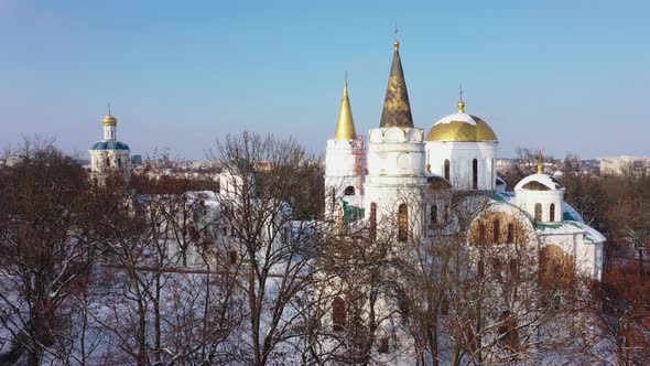 The Orthodox Church in the Ukrainian City of Chernigov at the Sunset