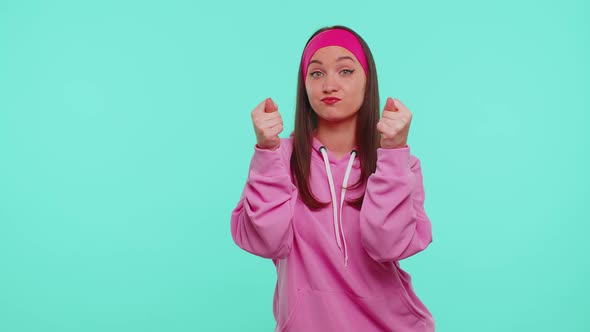 Angry Aggressive Teenager Girl Showing Fig Refusal Gesture you Dont Get It Anyway Body Language alt