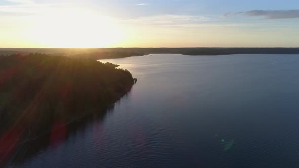 Aerial View of Landscape and Sea