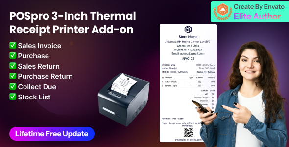 POSPro 3‑Inch Thermal Printer Add‑on for Web & App
