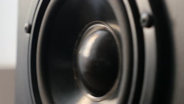 Vibration of  bass speaker membrane close-up 4K 2160p 30fps UltraHD footage - Playing low frequency 