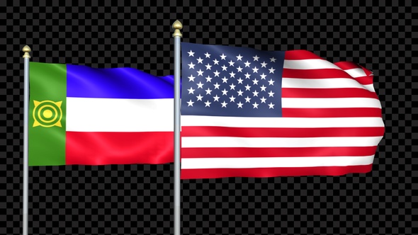 Khakassia And United States Two Countries Flags Waving alt