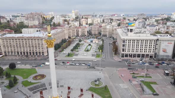 The Symbol of Kyiv, Ukraine,  Independence Square Aerial View, Slow Motion alt