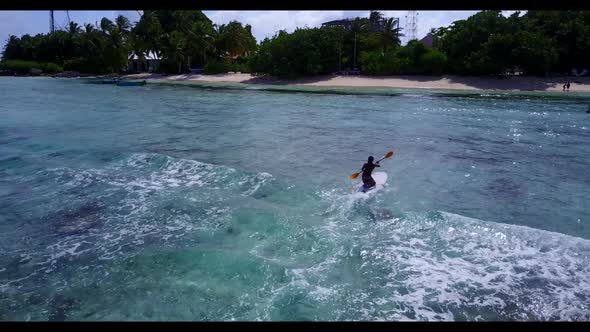 Aerial drone view nature of exotic resort beach wildlife by blue ocean with white sand background of alt