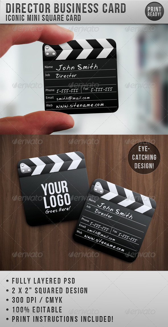 Director Mini Squared Business Card - Business Cards Print Templates