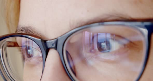 Women's Eyes Are Very Close, Put on Glasses and Look, Then Take Off Their Glasses alt