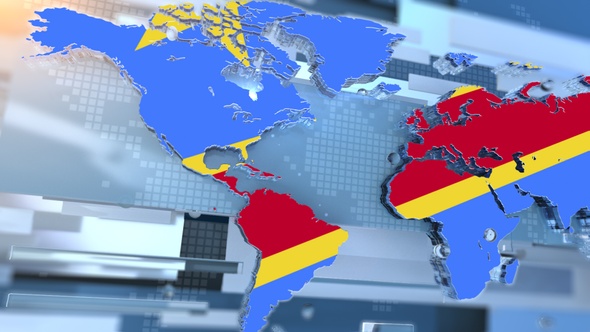 Congo Democratic Republic Flag Inside The Shape Of World Map Transition alt