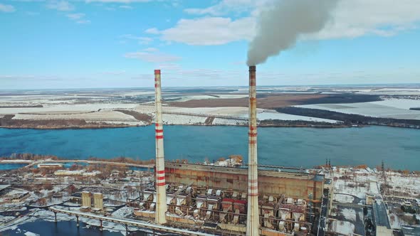 Survey of Heat Power Station from Aerial View alt