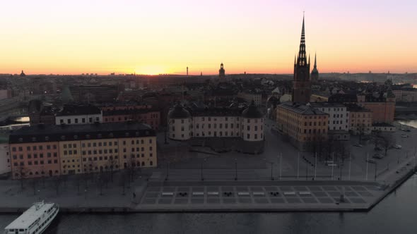 Stockholm City Skyline at Sunrise Aerial View