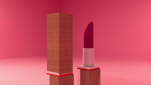3D wood lipstick Animation