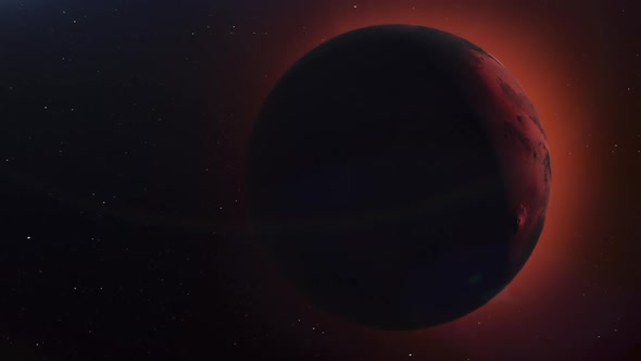 The planet Mars in the darkness of outer space alt