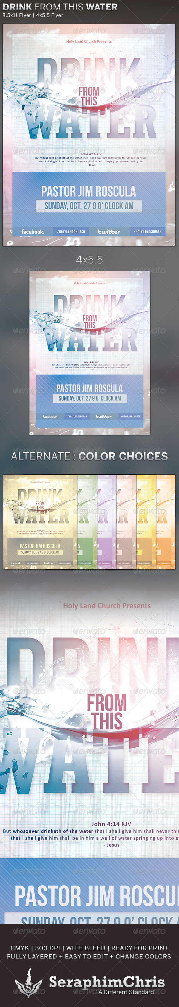 Drink from this Water: Church Flyer Template - Church Flyers