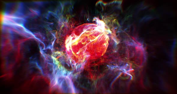 Abstract dynamic and colorful particles with fluid motion