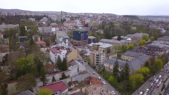 Overhead Aerial Drone Shot Revealing Beautiful Mid Century Architecture. alt