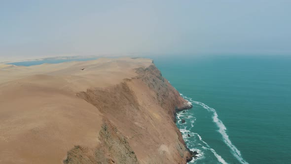 Coastline and desert in Paracas National Reserve in Peru 4K - drone shoot