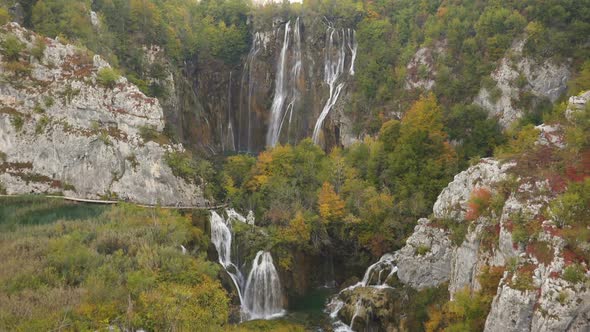 Waterfalls in Plitvice Lakes National Park Slow Motion