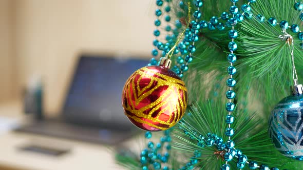 Christmas Tree with Multicolored Decorated Balls