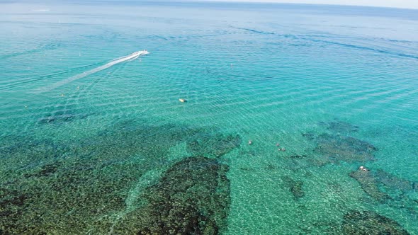 People Swim in the Famous Sunrise Beach in Protaras, Cyprus