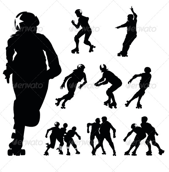 Roller Derby Silhouettes by JojoCocorico | GraphicRiver