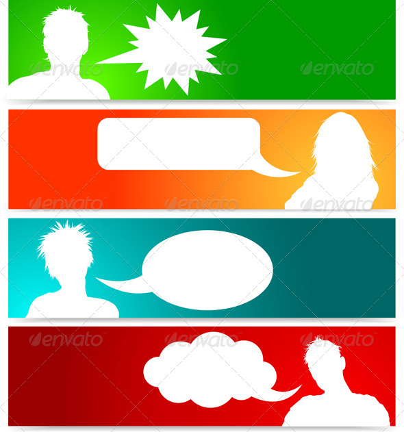 People avatars with speech bubbles - People Characters