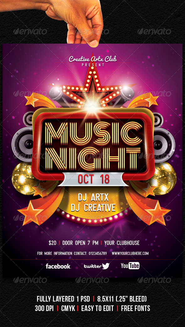 Music Night Flyer - Clubs & Parties Events