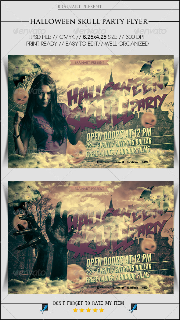 Halloween Skull Party Flyer - Events Flyers