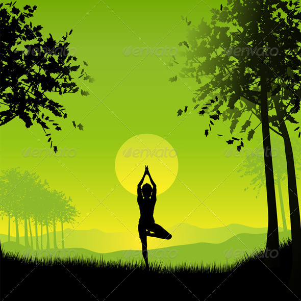 Female in yoga position - People Characters