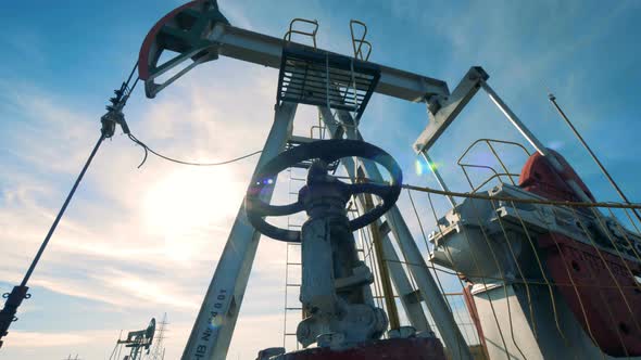 Oil-pumping Construction During Extracting Fuel. Oil Industry, Petroleum Industry, Oil Sector alt