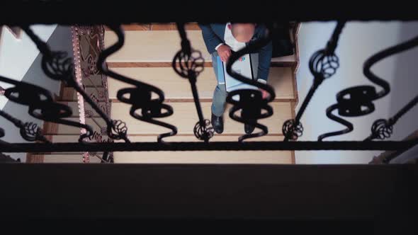 Top View of Stress Entrepreneur Working Overtime alt