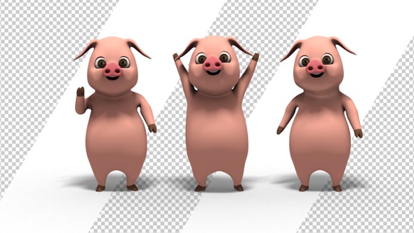 Pig Waving - Hello Gesture (3-Pack)