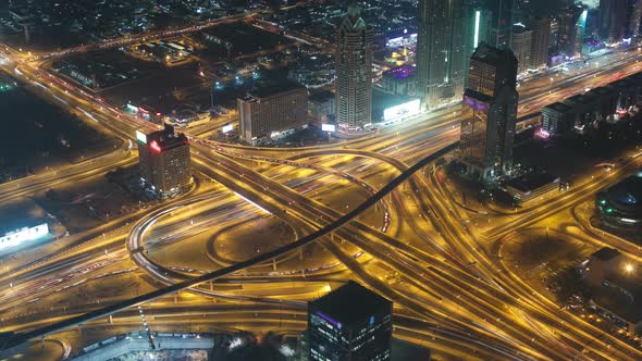 Aerial View of Highway Junction in Dubai UAE alt