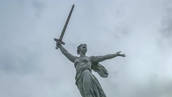 Statue The Motherland Calls on Top of Mamayev Hill in Volgograd Russia