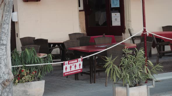 Second Wave Quarantine in Spain View of Closed Terrace Restaurants and Bars Following an Outbreak of alt