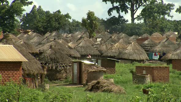 Typical african grass hut village