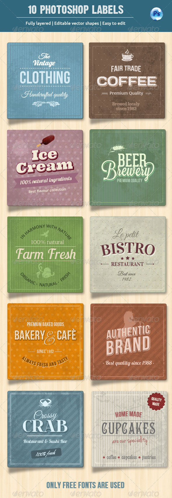 10 Retro Labels / Badges - Miscellaneous Web Elements