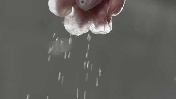 Woman Cook in Gloves Salts Food alt