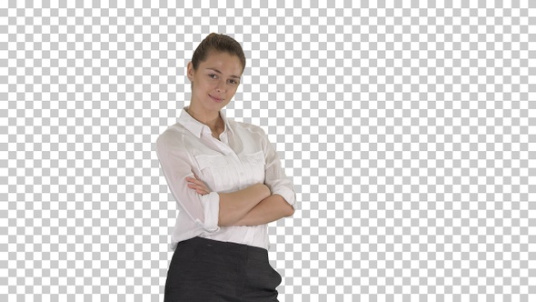 Thoughtful Woman with Crossed Hands, Alpha Channel alt