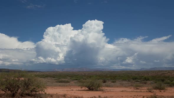 Bubbling Cumulus Clouds in High Desert Landscape Wide Timelapse