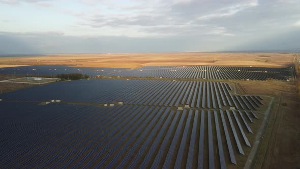 Aerial Top View of a Solar Panels Power Plant alt