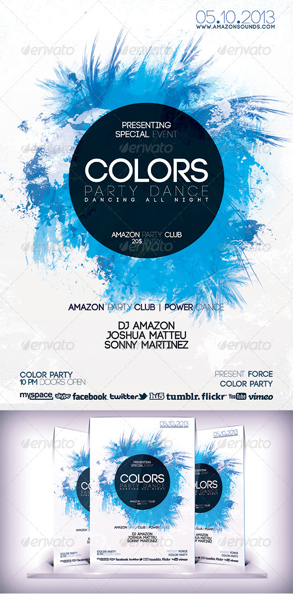 Colors Party Dance Flyer - Print Templates