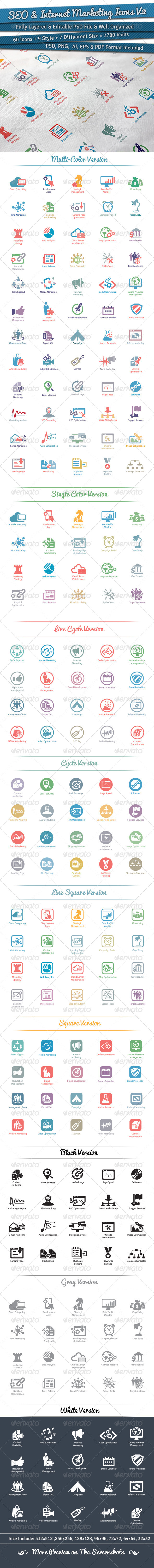 60 SEO Icons | Volume 2 - Web Icons