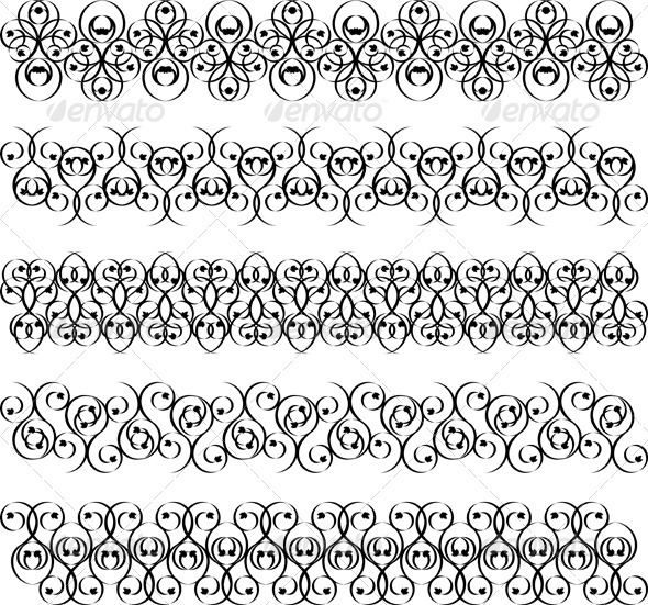 Vector Illustration of a Set of Tattoo Bands - Borders Decorative